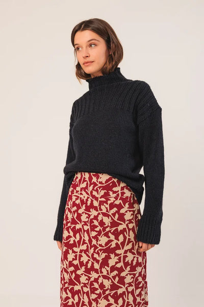 Indi and Cold Printed Skirt, Raspberry and Taupe