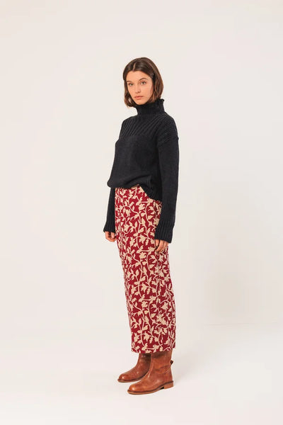 Indi and Cold Printed Skirt, Raspberry and Taupe