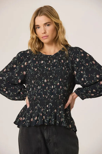 Indi and Cold Smock Blouse, Navy