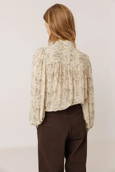 Indi and Cold Art Deco Blouse, Clay Green