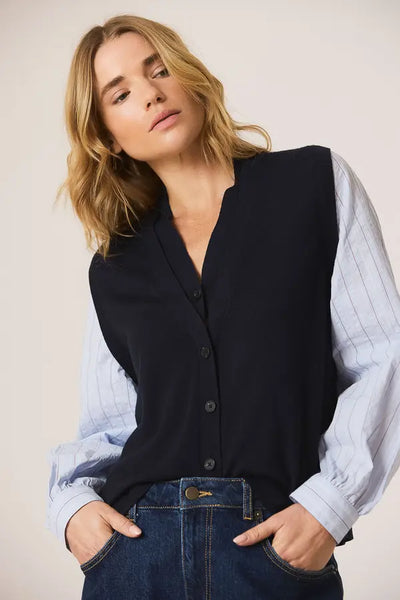 Indi and Cold Waistcoat with Shirt Sleeves, Navy