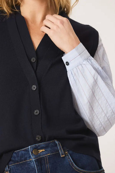 Indi and Cold Waistcoat with Shirt Sleeves, Navy