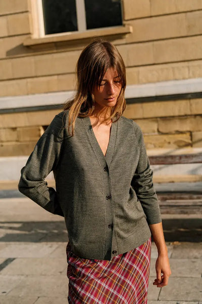 Indi and Cold Wool Cardie, Khaki