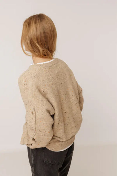 Indi and Cold V-Neck Sweater, Beige Fleck
