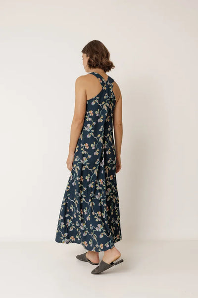 Indi and Cold Crossback Dress, Navy - Flax In Bloom