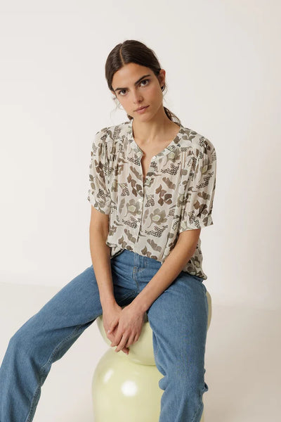 Indi and Cold Blouse, Khaki - Flax In Bloom