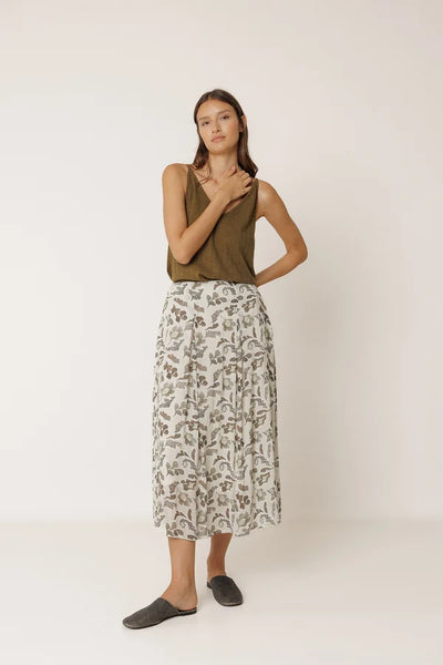 Indi and Cold Flower Skirt, Khaki
