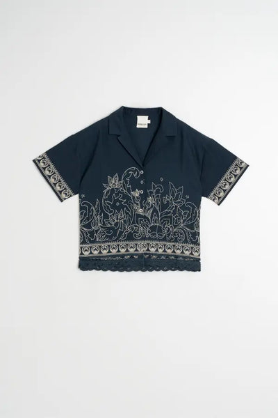 Indi and Cold Embroidered Navy Shirt
