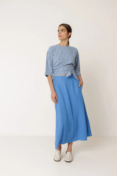 Indi and Cold Linen Skirt, Blue