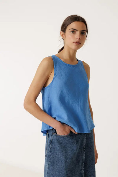Indi and Cold Linen Top, Azul Blue