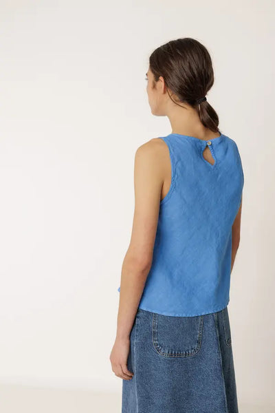 Indi and Cold Linen Top, Azul Blue