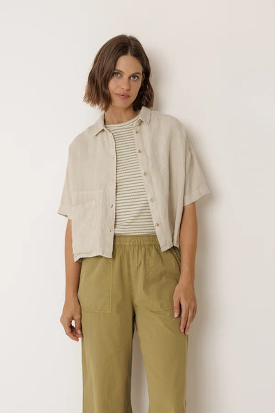Indi and Cold Linen Shirt, Stone