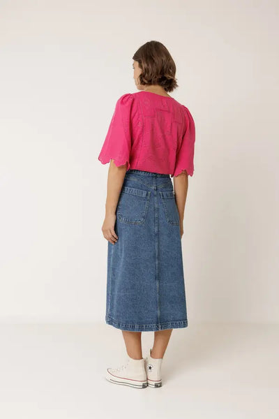 Indi and Cold Embroidered Blouse, Strawberry