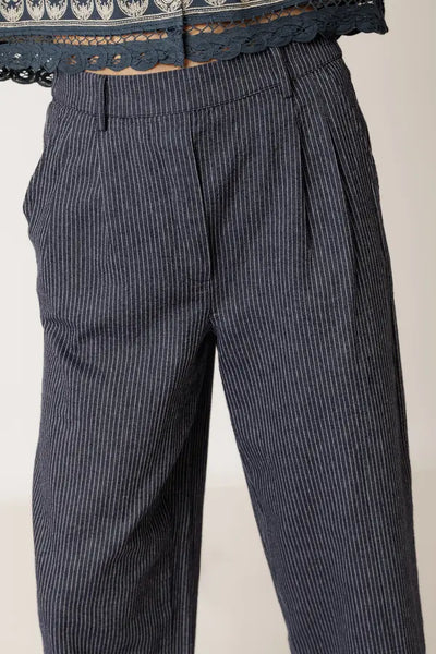 Indi and Cold Pleated Pinstripe Trouser, Indigo