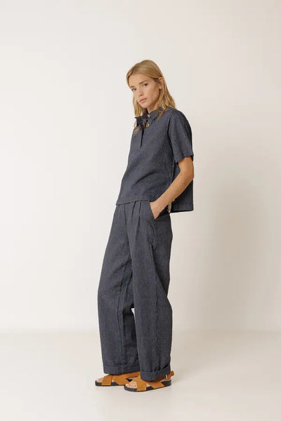 Indi and Cold Pinstripe Cotton Shirt, Indigo