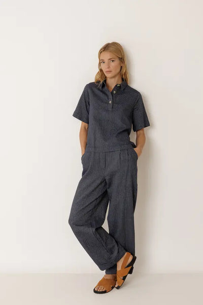 Indi and Cold Pleated Pinstripe Trouser, Indigo