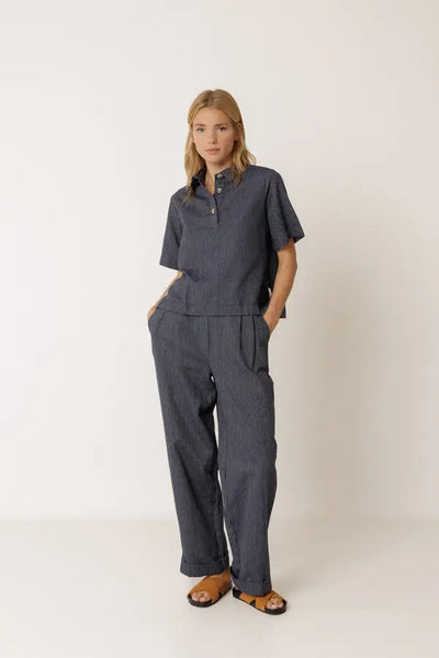 Indi and Cold Pinstripe Cotton Shirt, Indigo