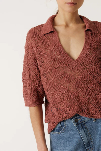 Indi and Cold Polo Knit, Lychee