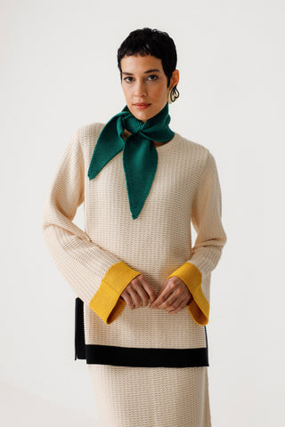 SKFK Lihuri Sweater, Cream with Black and Gold Trim