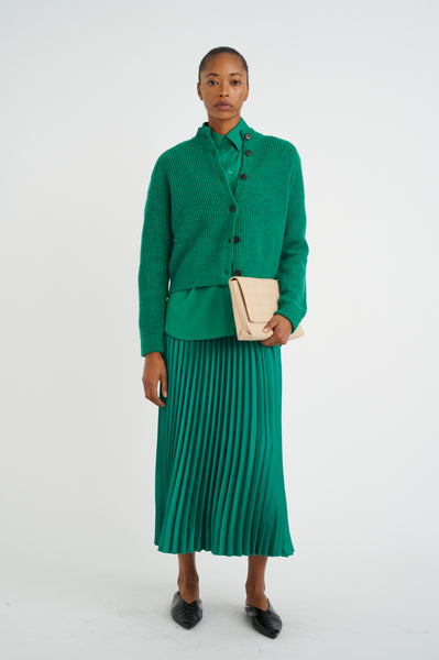 In Wear Zilky Plisse Skirt, Emerald Green