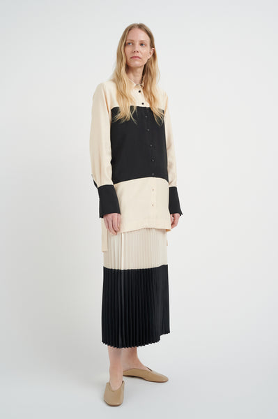 In Wear Zilky Skirt, Colour Block, Black and White