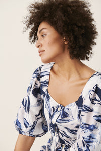 Part Two Inere Blouse, Blue Palm Print