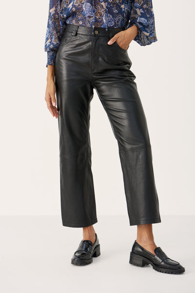 Part Two Jada Leather Trouser, Black