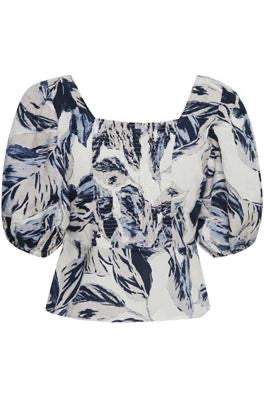 Part Two Inere Blouse, Blue Palm Print