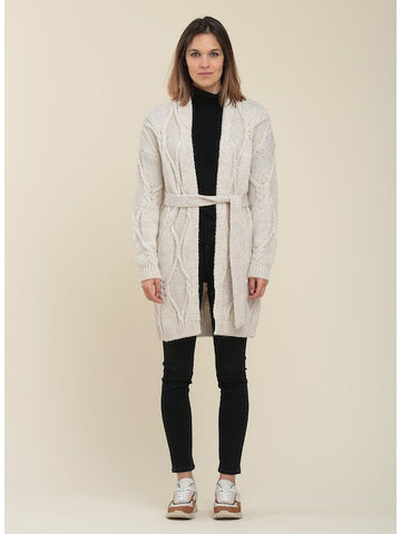 La Fee Maraboutee Renal Cable Knit Cardigan, Oatmeal