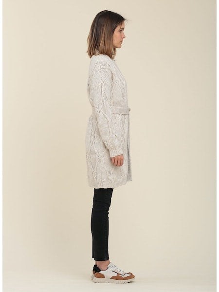 La Fee Maraboutee Renal Cable Knit Cardigan, Oatmeal