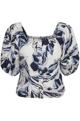 Part Two Inere Blouse, Blue Palm Print