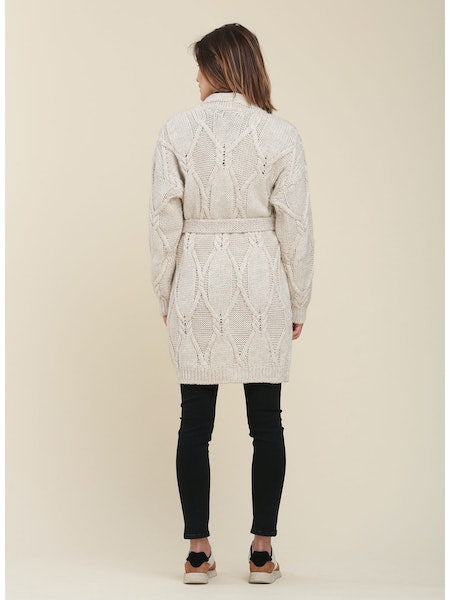 La Fee Maraboutee Renal Cable Knit Cardigan, Oatmeal