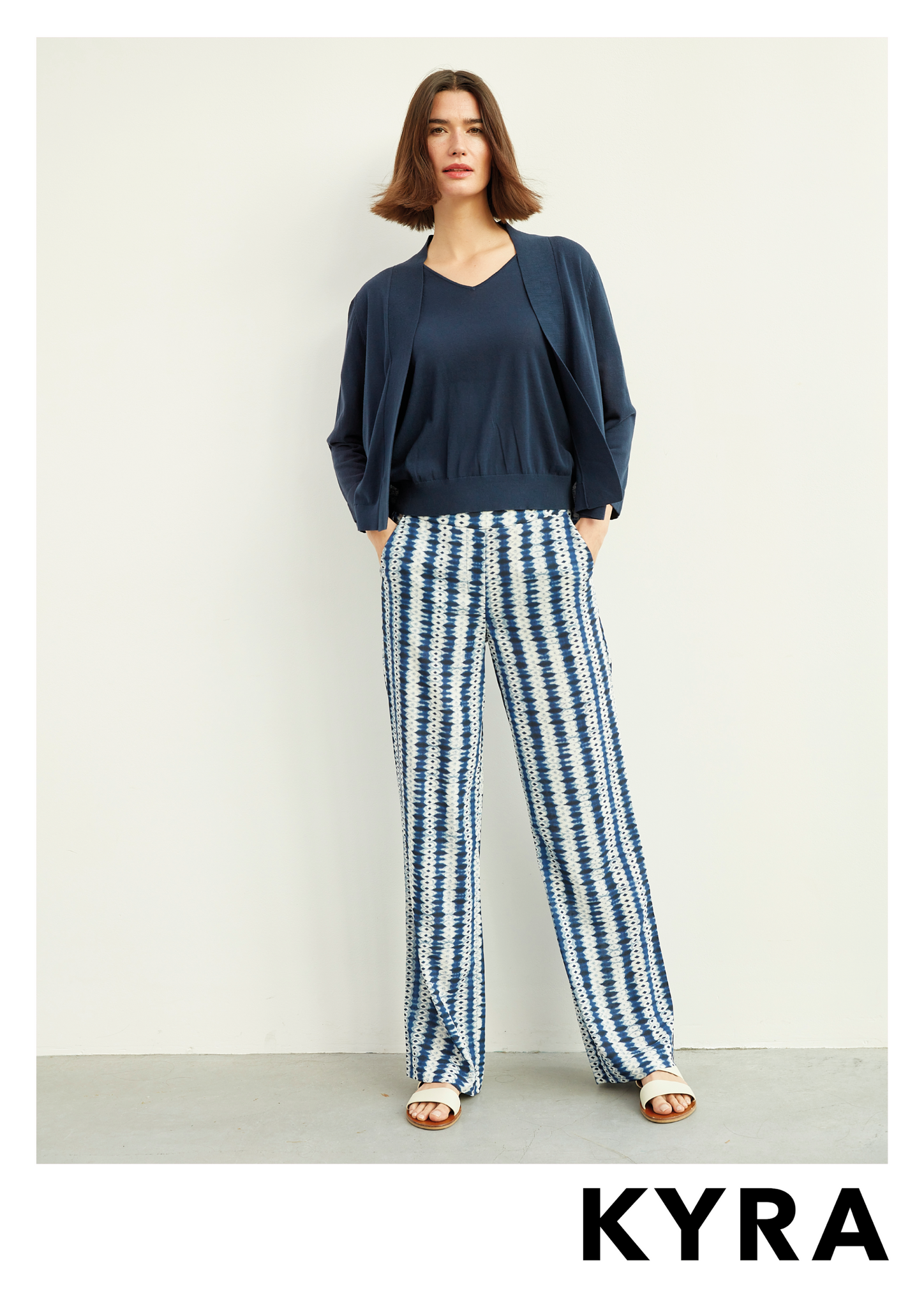 kyra Nyna Print trouser, Blue Iris